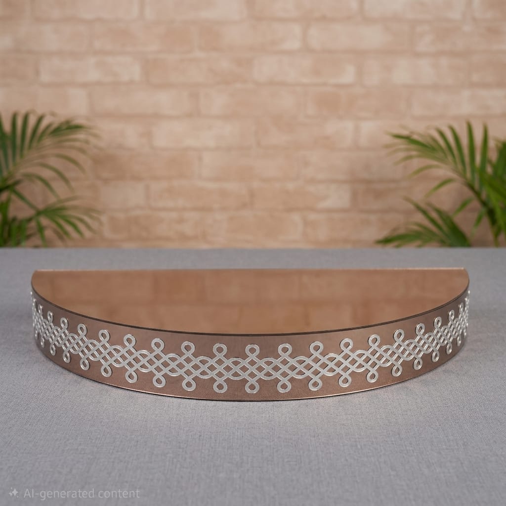 Half round base 30x15x4_1 Semi Circle platter box with kolam border - Image 1