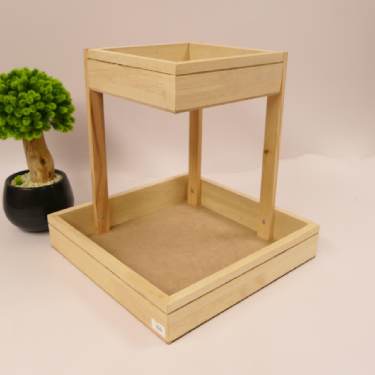 double deck tray Pine Wood Double Deck Tray - Image 1