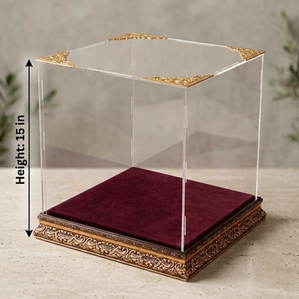 3e6ff808-357c-47c6-9184-b635b9c7f0a6 Clear Acrylic Box With Velvet Base (15 in x 12 in) - Image 1