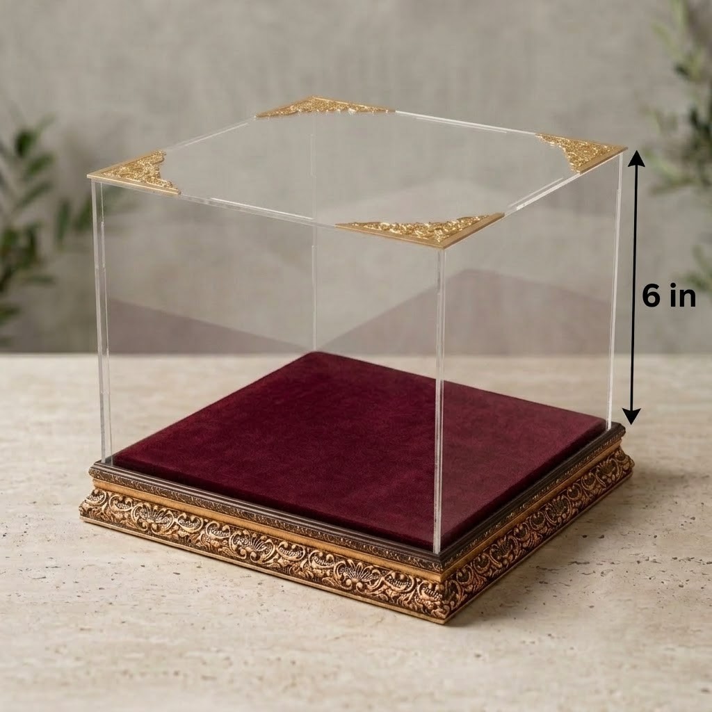 b5199cd1-d9fc-4aef-ba85-7529ab2335d7 Clear Acrylic Box With Velvet Base (6 in x 12 in) - Image 1
