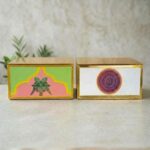 Gold acrylic box with 2 side design (parrot & rangoli)