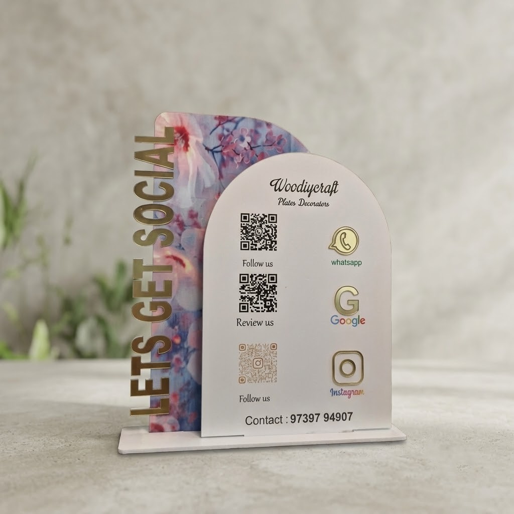 c738b0c3-e5cf-44fe-9c4d-d03061c6c484 Double layer Acrylic Printed QR Board_White and Purple - Image 1