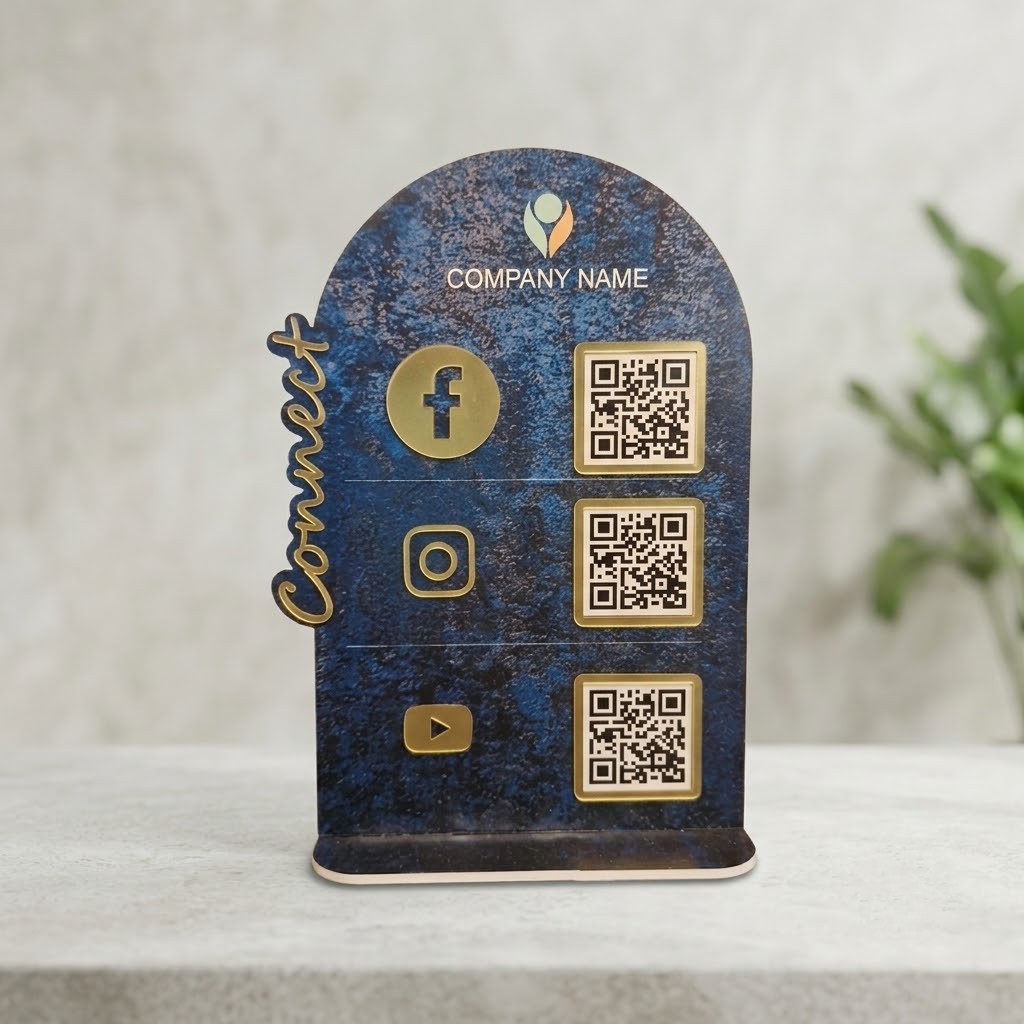 de9fafd3-213f-4ddf-ad06-e95dea33f4e4 Single layer Acrylic Printed QR Board_Blue - Image 1